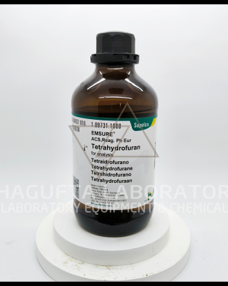 Tetrahydrofuran (THF) EMSURE® ACS Reag. Ph Eur dari Merck Supelco merupakan pelarut organik berkualitas tinggi untuk kebutuhan analisis laboratorium, penelitian, QC, sintesis kimia, dan aplikasi industri. Memiliki kemurnian tinggi sesuai standar ACS dan Ph Eur sehingga ideal digunakan pada laboratorium pendidikan, farmasi, kimia, dan industri manufaktur.