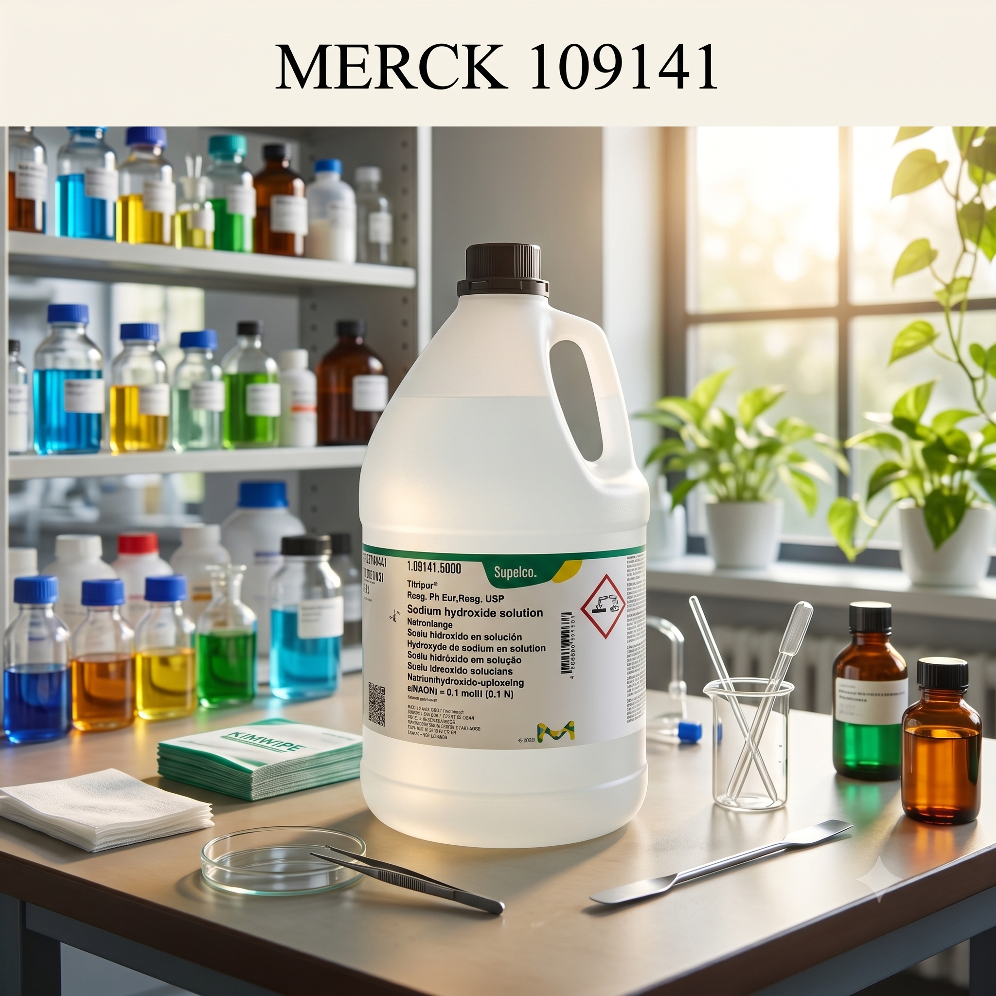 Supelco Sodium Hydroxide Solution 0.1 mol/L 1.09141.5000 – Larutan Natrium Hidroksida Reagen Titrasi Laboratorium
