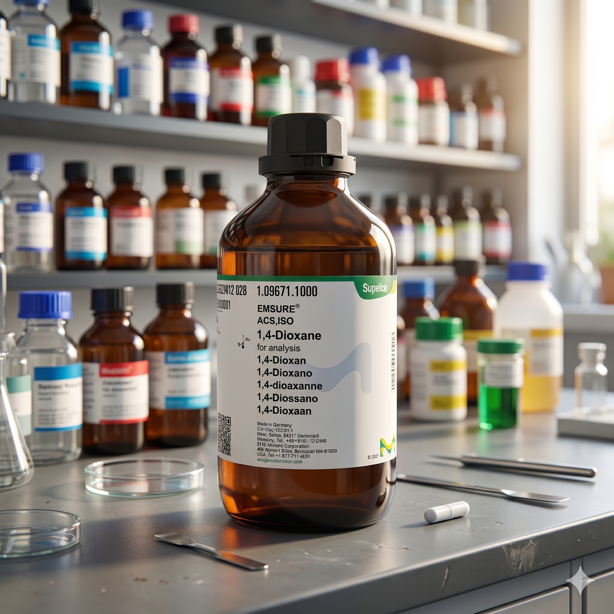 EMSURE 1,4-Dioxane 1096711000 Merck ACS ISO for Analysis 1L – Reagent Grade Laboratory Chemical