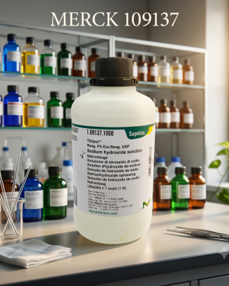 Supelco Sodium Hydroxide Solution 1 mol/L 1.09137.1000 – Larutan Natrium Hidroksida Reagen Titrasi Laboratorium