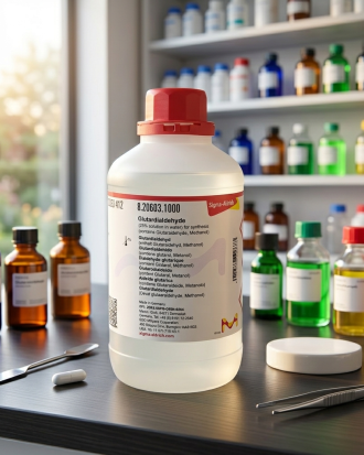 Glutaraldehyde 25% Solution for Synthesis merupakan bahan kimia laboratory grade berkualitas tinggi yang digunakan untuk kebutuhan sintesis, penelitian, quality control, laboratorium mikrobiologi, pengembangan formulasi, dan aplikasi industri. Cocok digunakan untuk laboratorium penelitian, pendidikan, dan fasilitas industri profesional.
