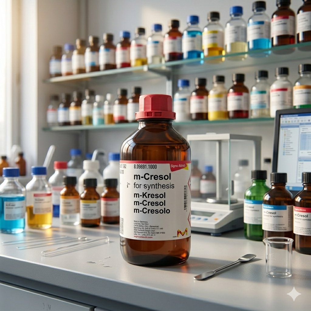 m-Cresol for Synthesis merupakan bahan kimia laboratory grade berkualitas tinggi yang digunakan untuk sintesis organik, penelitian laboratorium, quality control, intermediate kimia, dan aplikasi industri. Cocok digunakan pada laboratorium penelitian, pendidikan, QC industri, dan pengembangan formulasi kimia.